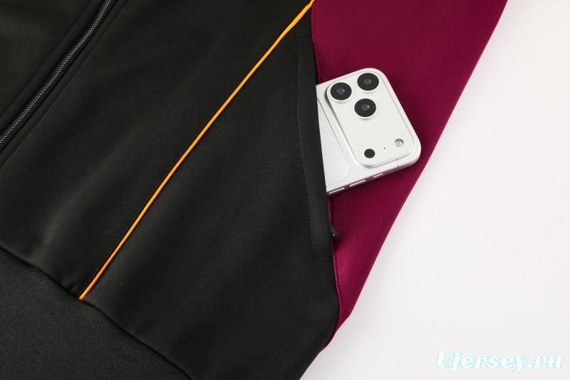 25/26 Roma Black Full Zipper Jacket+Long Pants