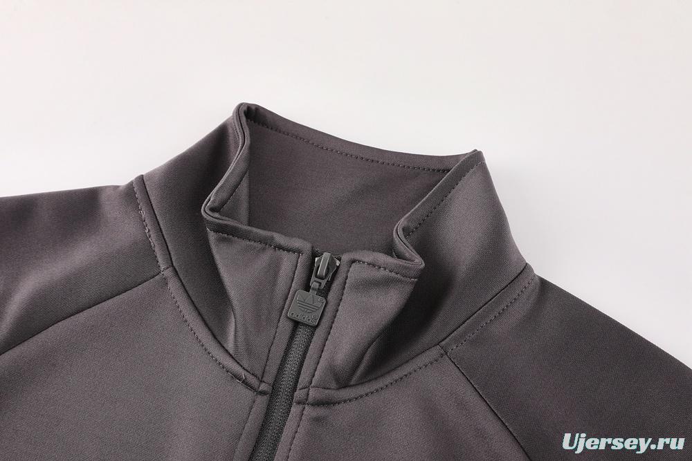 25/26 Real Madrid Light Grey Full Zipper Jacket+Long Pants