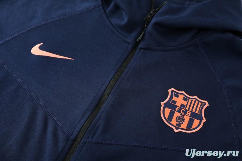 25/26 Barcelona 01 Royal Blue Hoodie Full Zipper Jacket+Long Pants