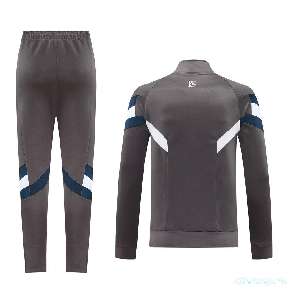 25/26 Real Madrid Light Grey Full Zipper Jacket+Long Pants