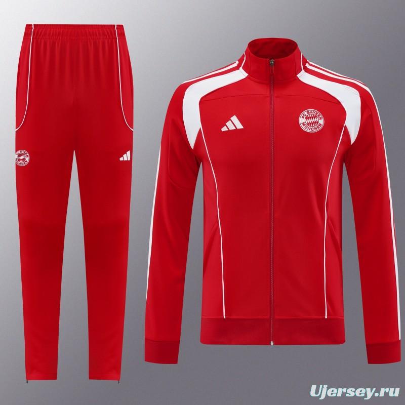 25/26 Bayern Munich Red Full Zipper Jacket+Long Pants