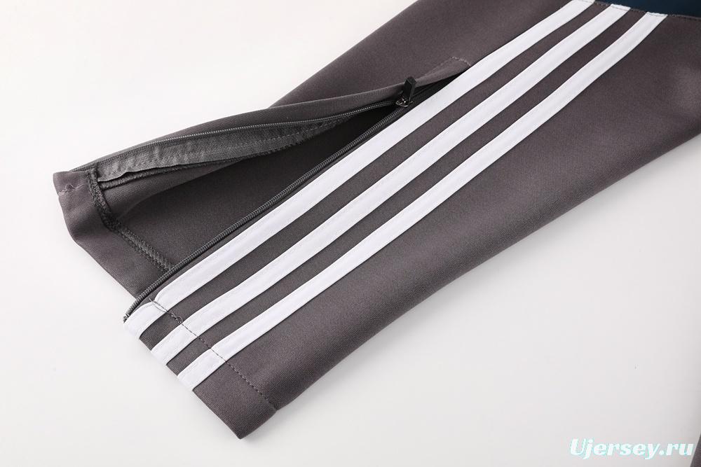 25/26 Real Madrid Light Grey Full Zipper Jacket+Long Pants