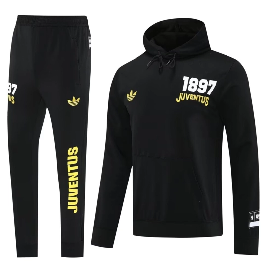 25/26 Juventus Black Sweatshirt Full Zipper Jacket+Long Pants