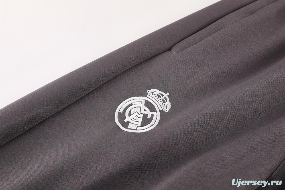 25/26 Real Madrid Light Grey Full Zipper Jacket+Long Pants