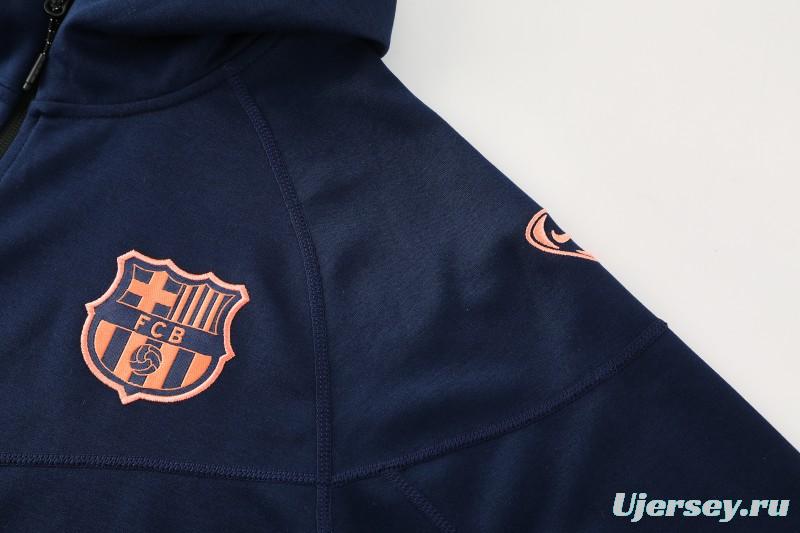 25/26 Barcelona 01 Royal Blue Hoodie Full Zipper Jacket+Long Pants