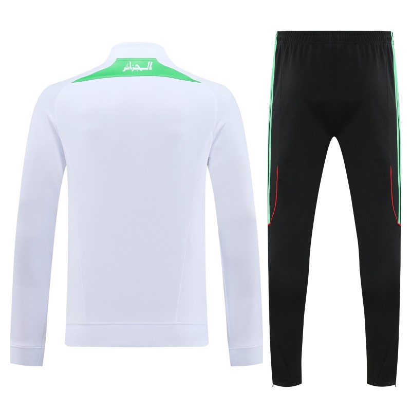2026 Algeria White with Green and Red Stripes FULL Zipper Jacket Tracksuit +Long Pants