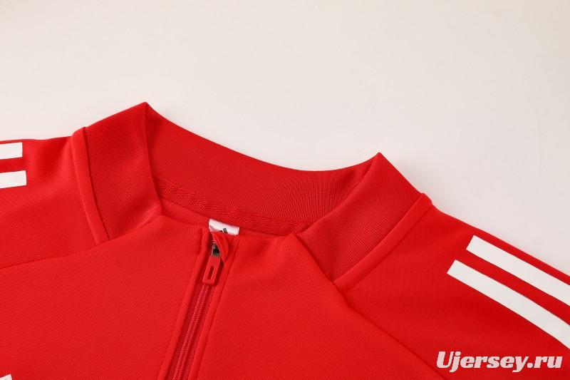 25/26  Adidas Red/White Full zipper Jacket Tracksuit+ long pants