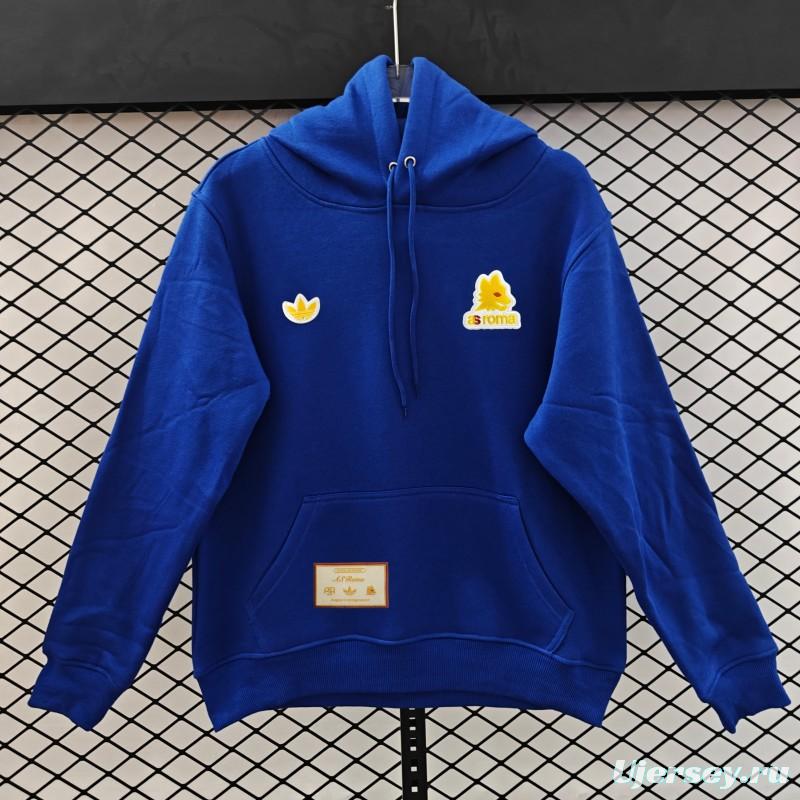 25/26 Adidas x AS Roma Retro  Embroidered Logo Hoodie 9 Colors
