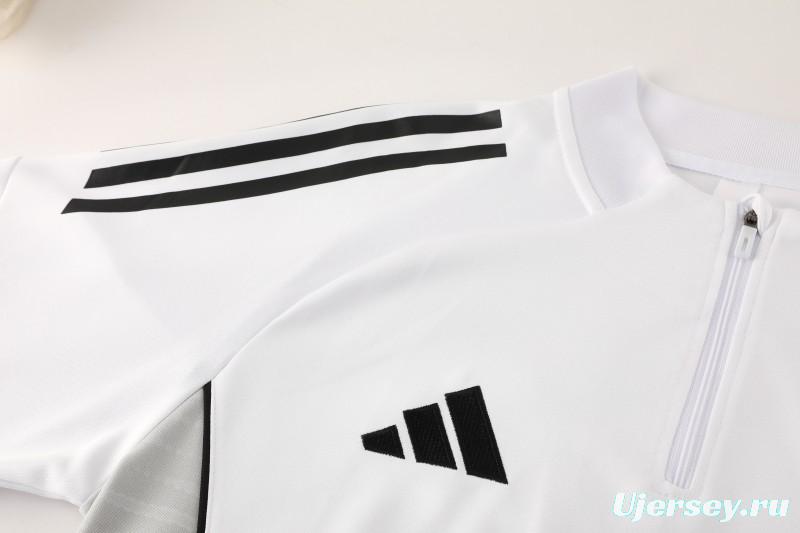 25/26  Adidas White Full zipper Jacket Tracksuit+ long pants