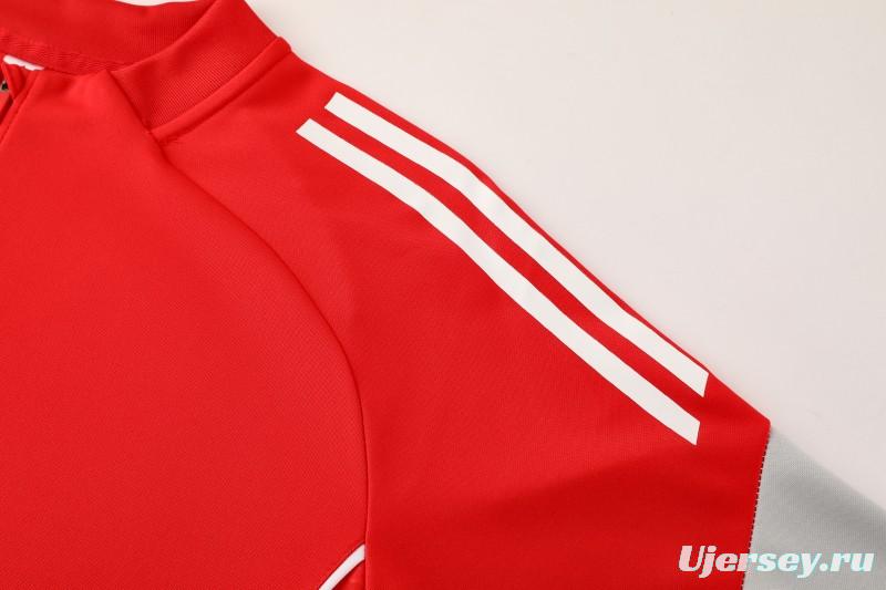 25/26  Adidas Red/White Full zipper Jacket Tracksuit+ long pants