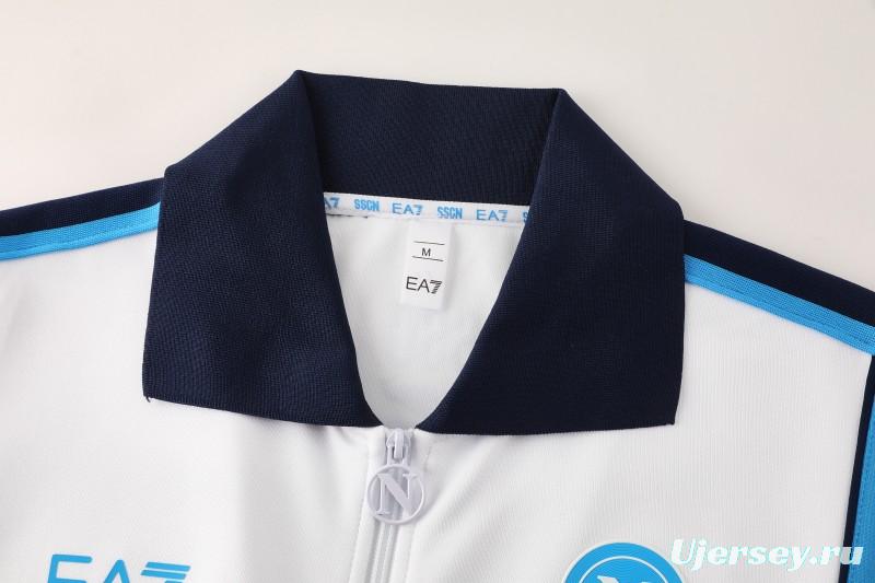 25/26 SSC Napoli White  Full zipper Jacket Tracksuit+ long pants