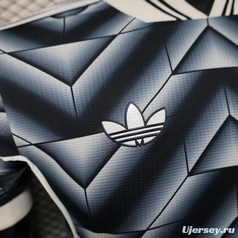 Player Version  1988/89 Real Madrid Third Navy Blue with 3D Geometric Chevron Pattern Jersey