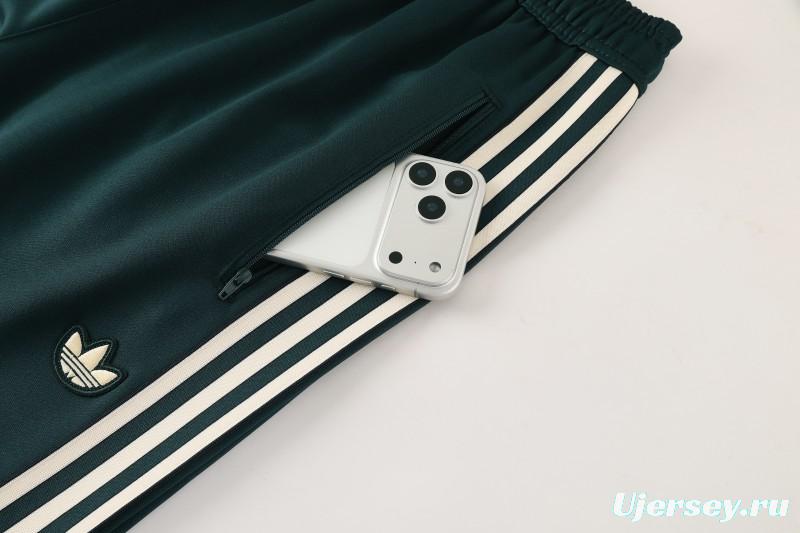 25/26  Juventus Retro Dark Green  Full zipper Jacket Tracksuit+ long pants