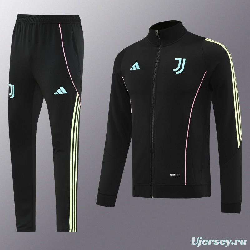 25/26  Juventus Black  Full zipper Jacket Tracksuit+ long pants