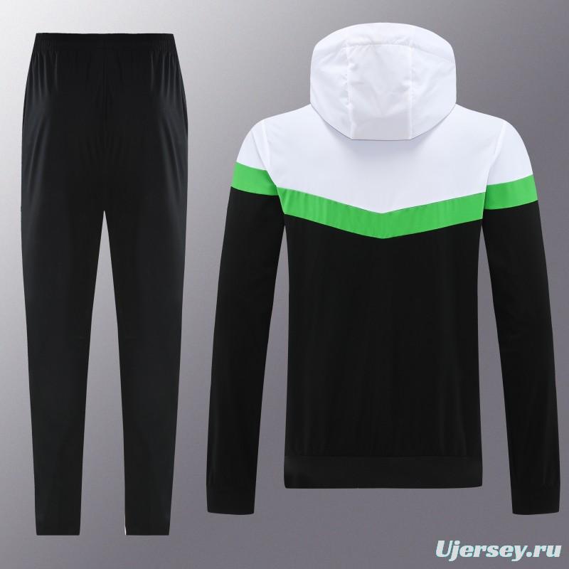 25/26 Real Betis White Black Green  Full zipper Jacket Tracksuit+ long pants