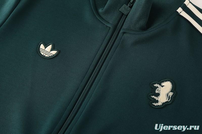 25/26  Juventus Retro Dark Green  Full zipper Jacket Tracksuit+ long pants