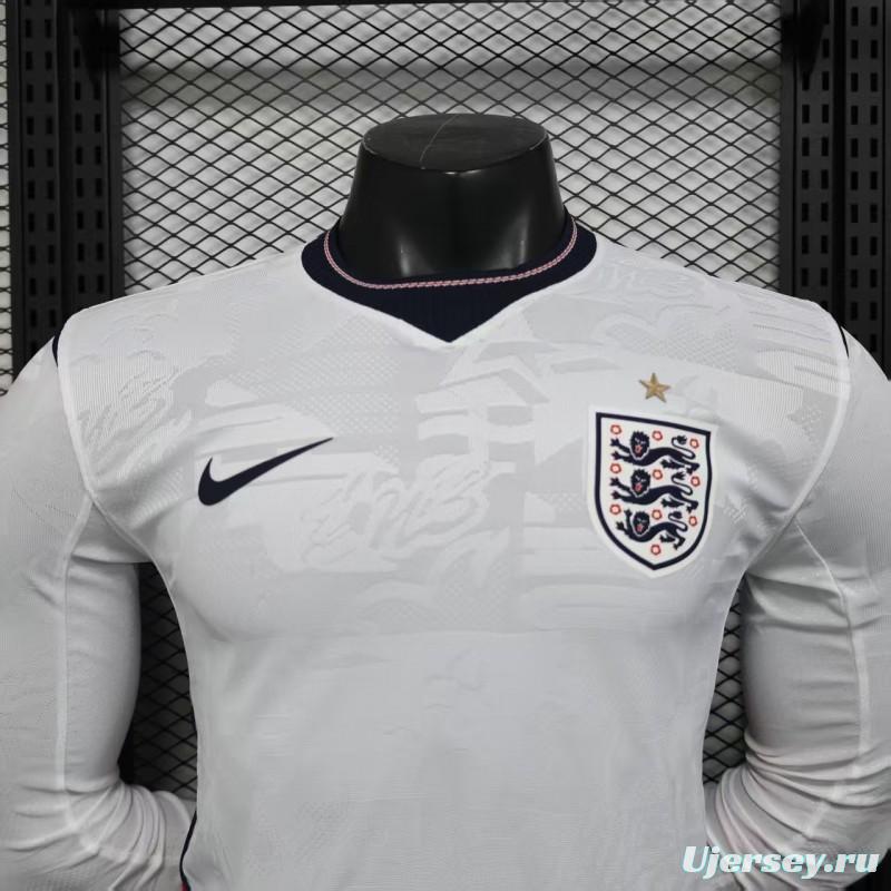 25/26 Player Version  England Home Long Sleeve Jersey