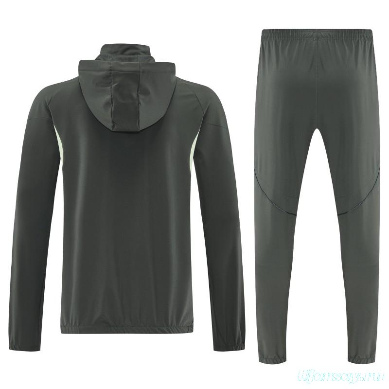 25/26 Real Madrid Dark Grey Green Full zipper Jacket Tracksuit+ long pants