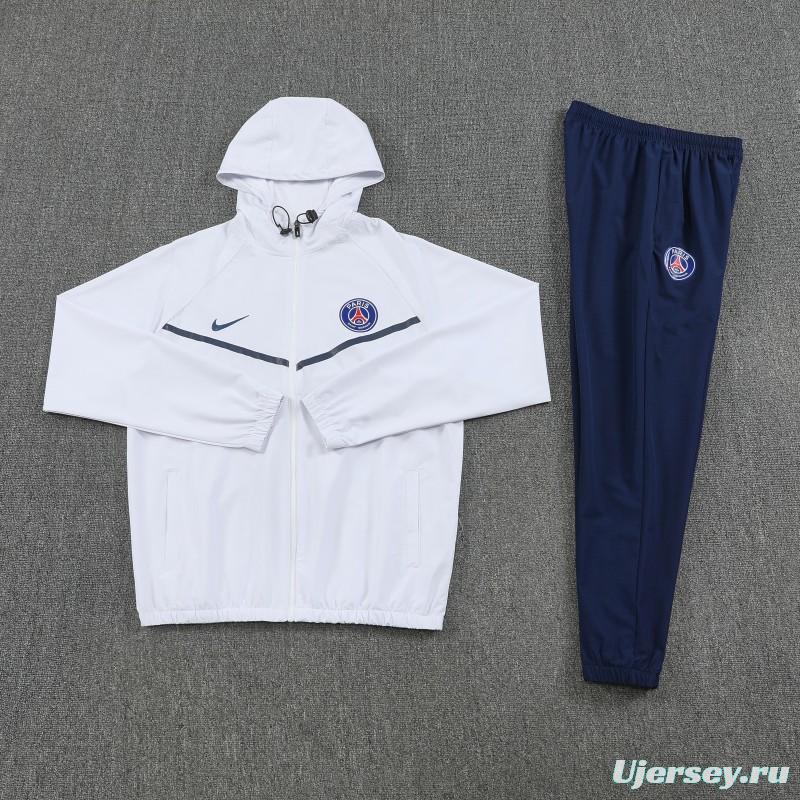 25/26 Paris White Full zipper Jacket Tracksuit+ long pants