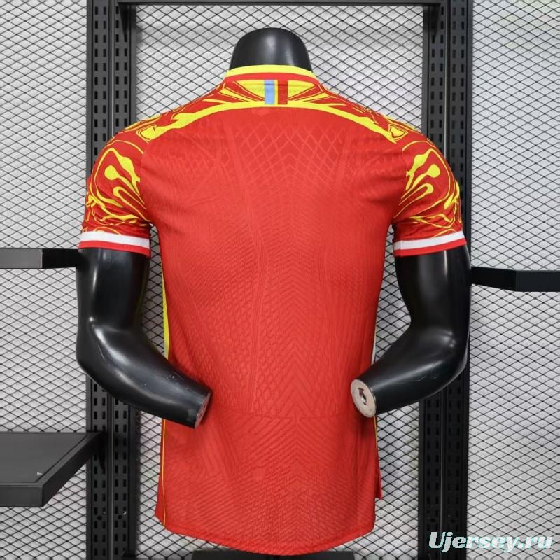 Player Version 2026 DR Congo Away Red Yellow Flame Jersey