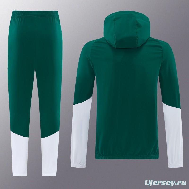 2026 Italy Green Hoodie Full Zipper Windbreaker + Long Pants