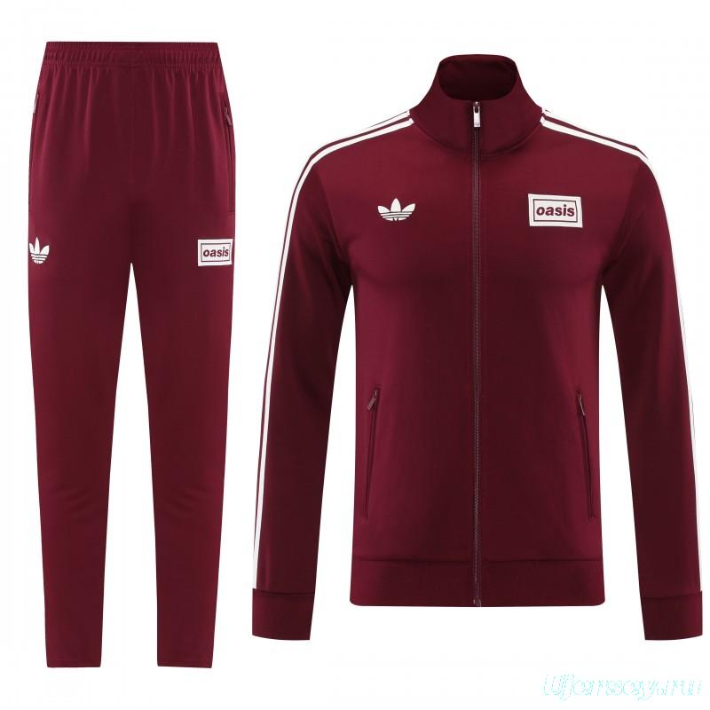 2026 Adidas x OASIS Wine Full Zipper Jacket + Long Pants
