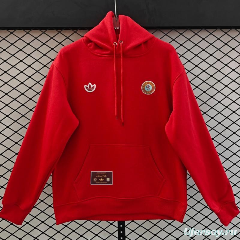 Player Version 2026  Aston Villa x Adidas Home Embroidered Fleece Hoodie 9 Colors