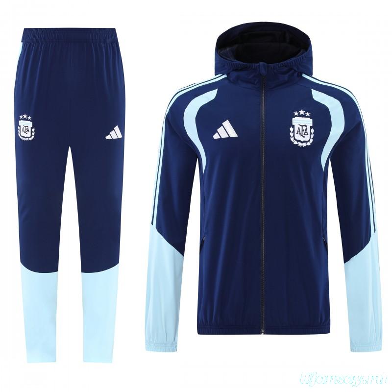 2026 Argentina Navy Blue Full Zipper Jacket + Long Pants