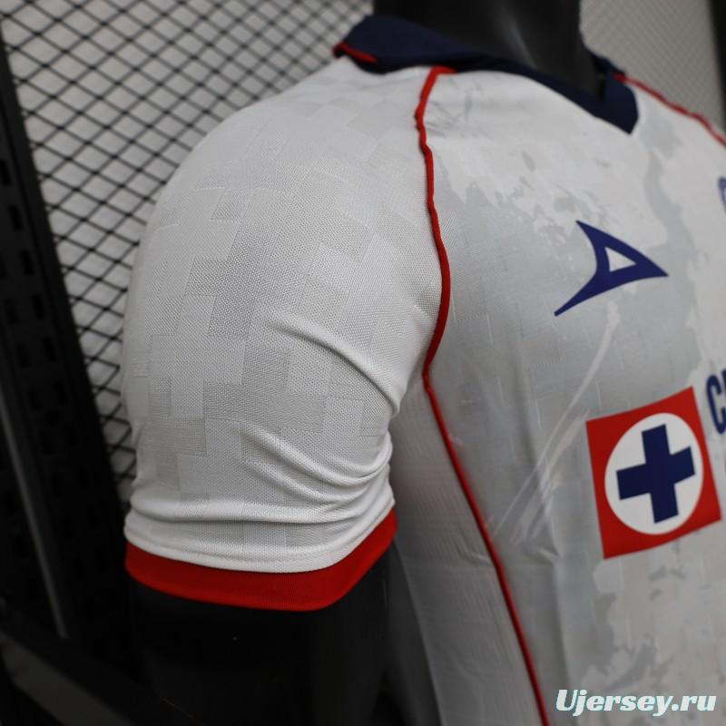 25/26 Player Version Cruz Azul White with Faint Grey Pattern Jersey