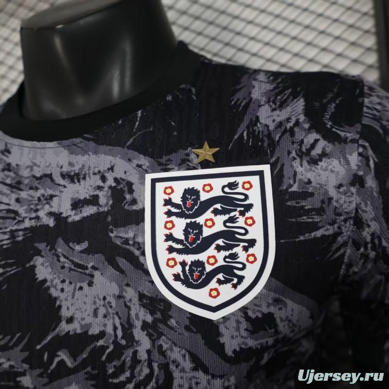 Player Version 2026 England Dark Navy with Lion Brushstroke Pattern Jersey