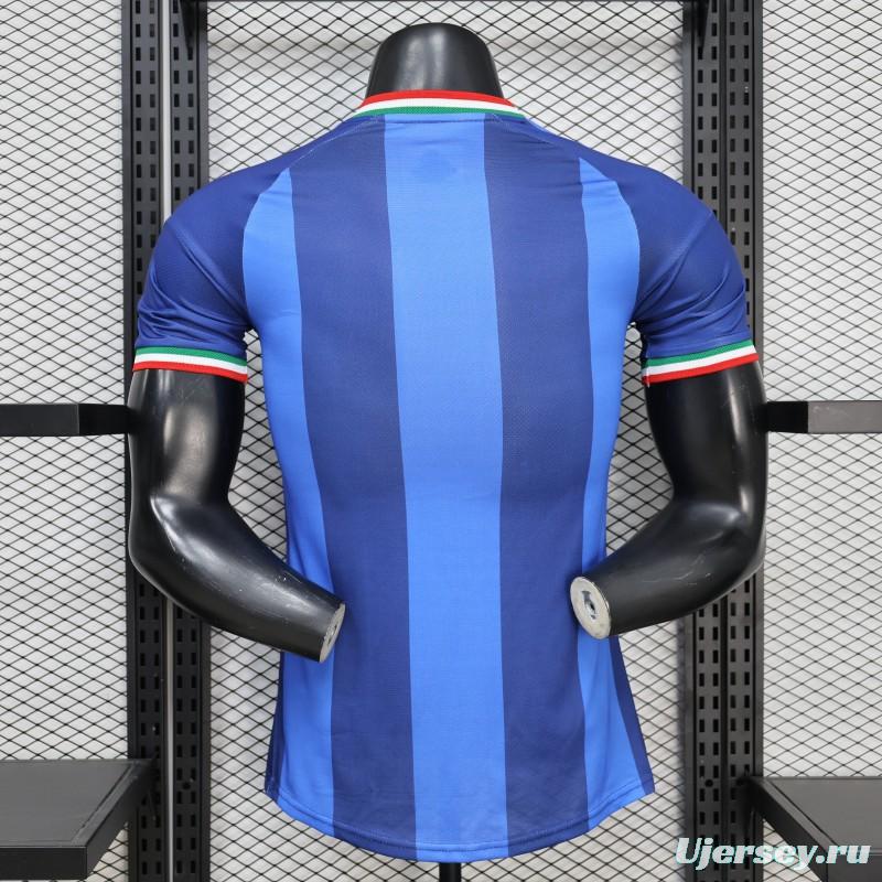 2026 Player Version Italy Blue with Tonal Vertical Stripes Jersey