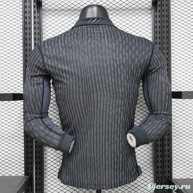 Player Version PSG 25/26 Paris Saint-Germain Black with Grey  Long Sleeve Jersey