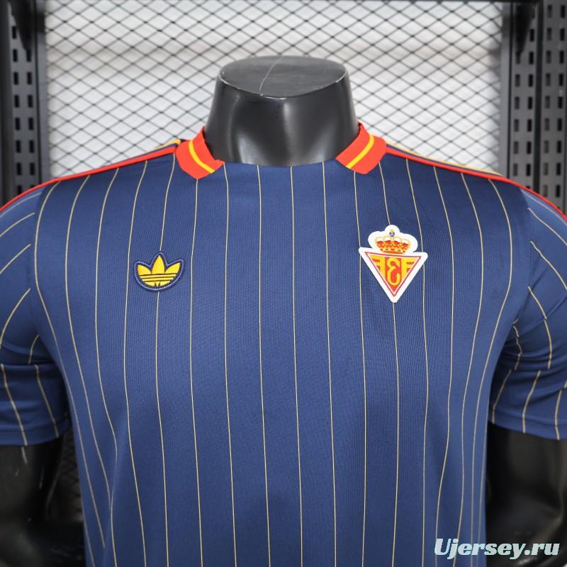 2026 Player Version Spain Navy Blue with Thin Yellow Pinstripes Jersey