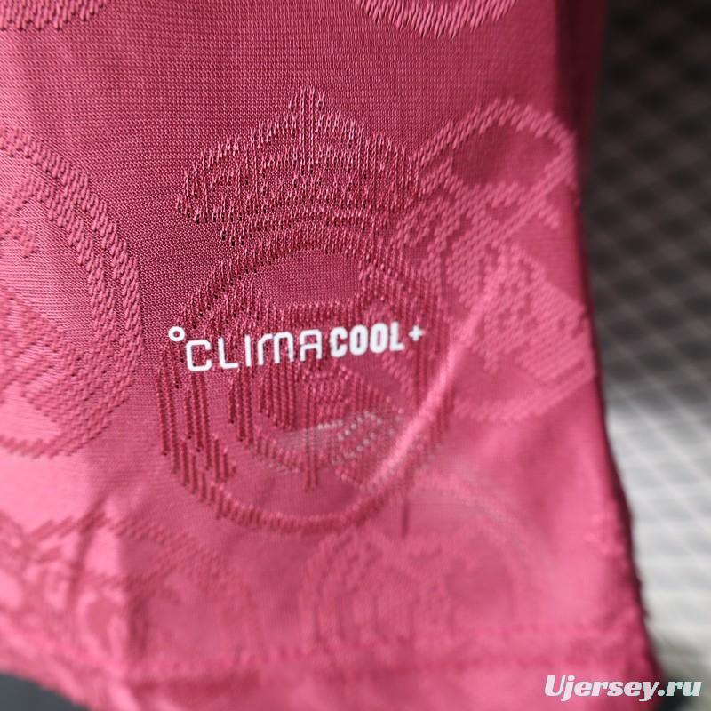 25/26  Player Version Real Madrid Third Dark Pink with all-over embossed crest pattern Jersey