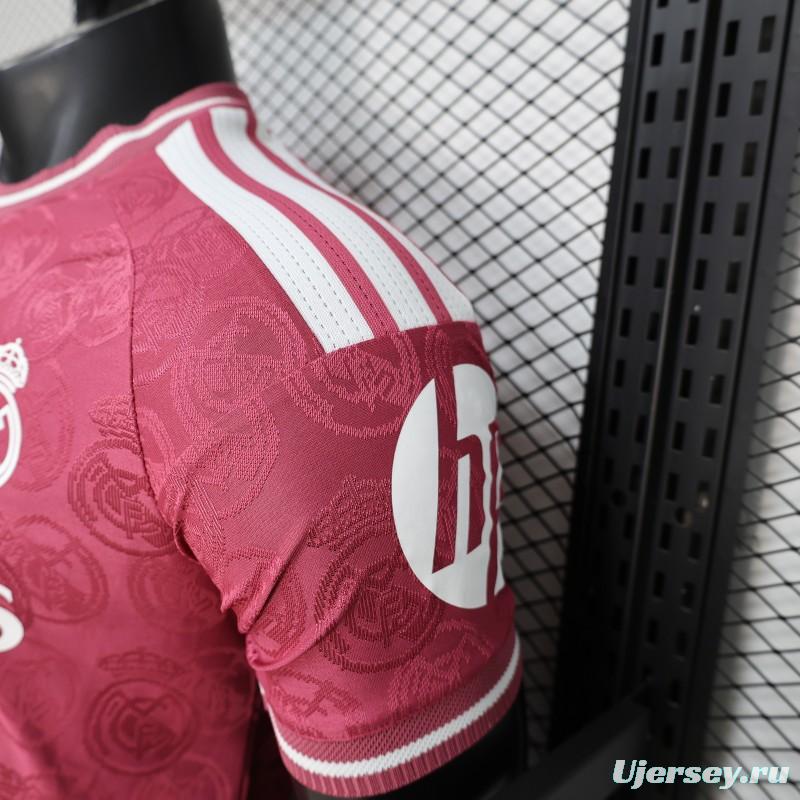 25/26  Player Version Real Madrid Third Dark Pink with all-over embossed crest pattern Jersey