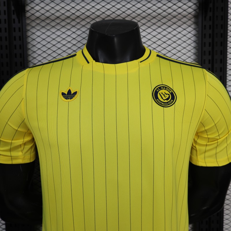 25/26 Player Version Al Nassr FC Yellow with Thin Black Pinstripes Jersey