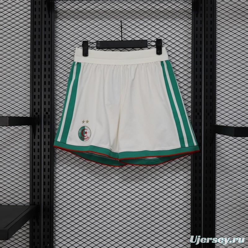 2026 Player Version Algeria White with Green Side Stripes Shorts
