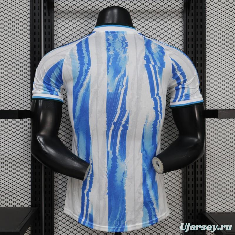 2026 Player Version Argentina White and Light Blue with Brushstroke Stripes Jersey