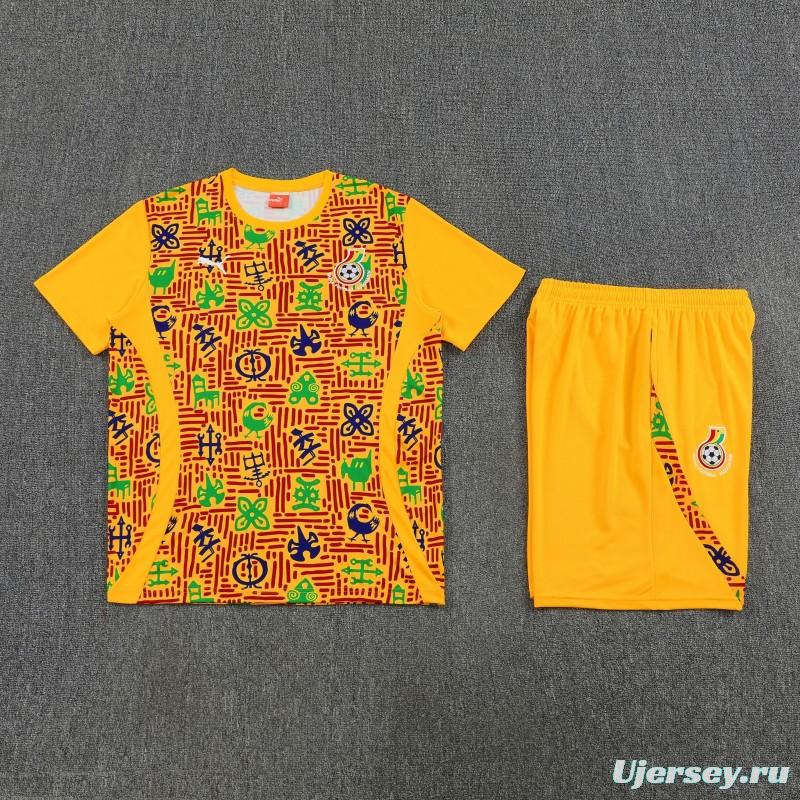 26/27 Ghana Yellow Short Sleeve+Soccer Shorts