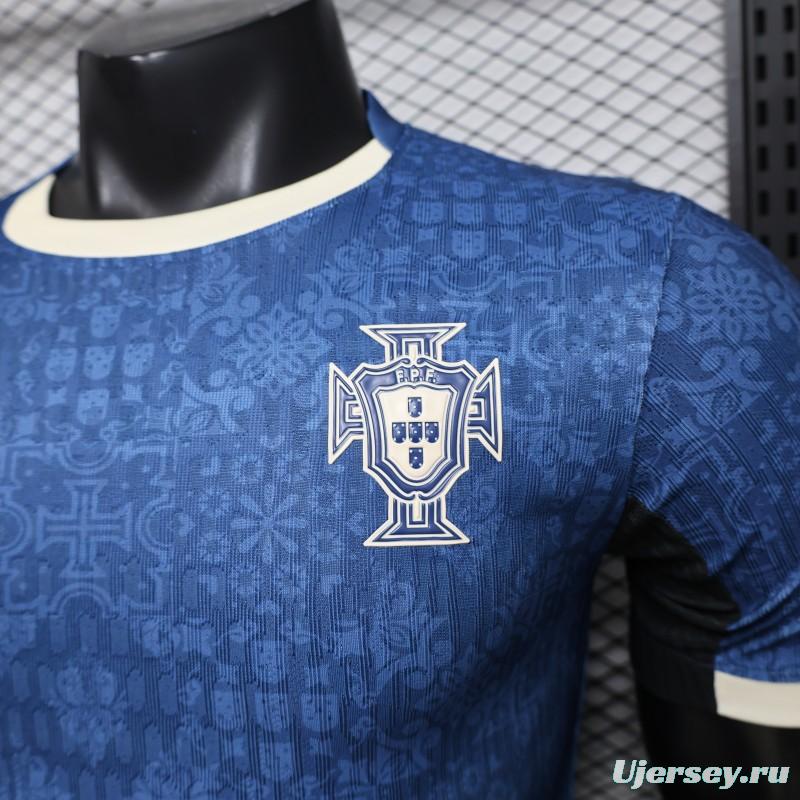 Player Version 2027 Portugal Away Blue with Jacquard Pattern Jersey