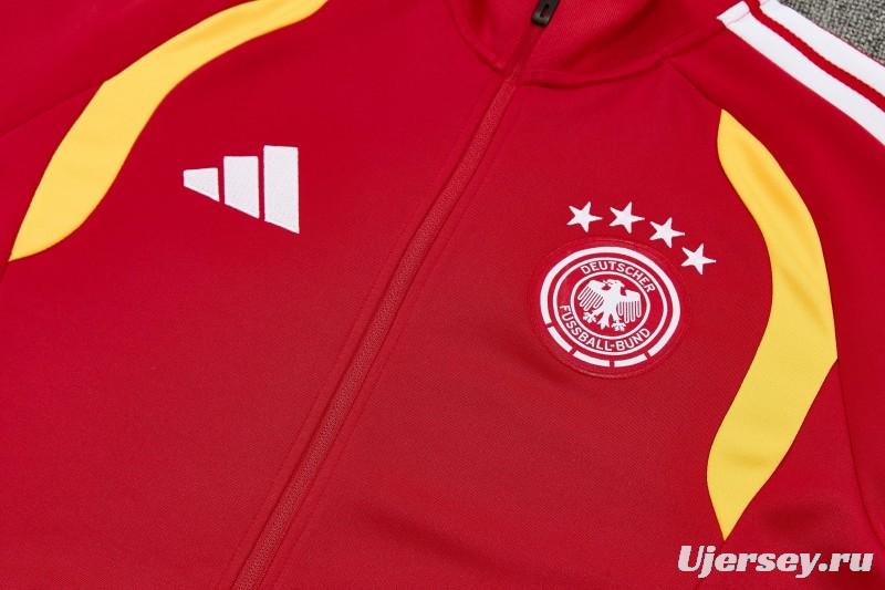 26/27 Germany  Red Full Zipper Jacket Tracksuit + Long Pants