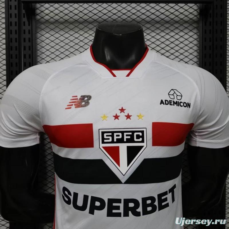Player Version 26/27  São Paulo FC White with Red and Black Horizontal Stripes Jersey