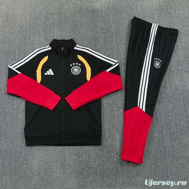 26/27 Germany  Black Full Zipper Jacket Tracksuit + Long Pants