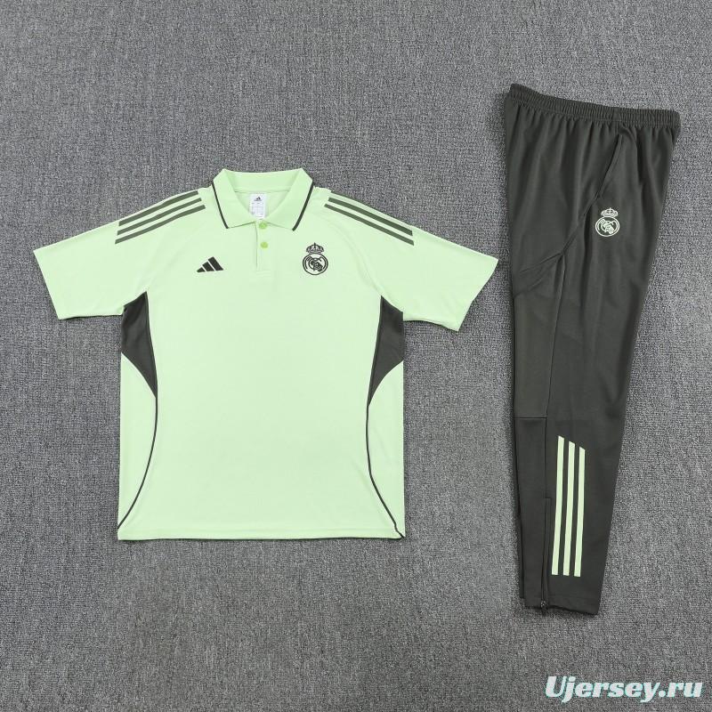 26/27 Real Madrid Light Green  Polo Training Shirt + Long Pants Tracksuit