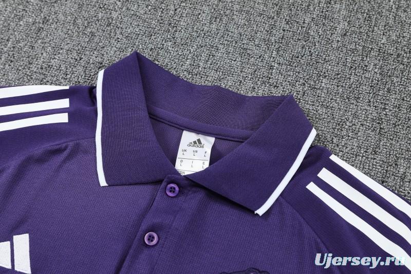 26/27  Manchester United Purple Polo Training Shirt + Long Pants Tracksuit