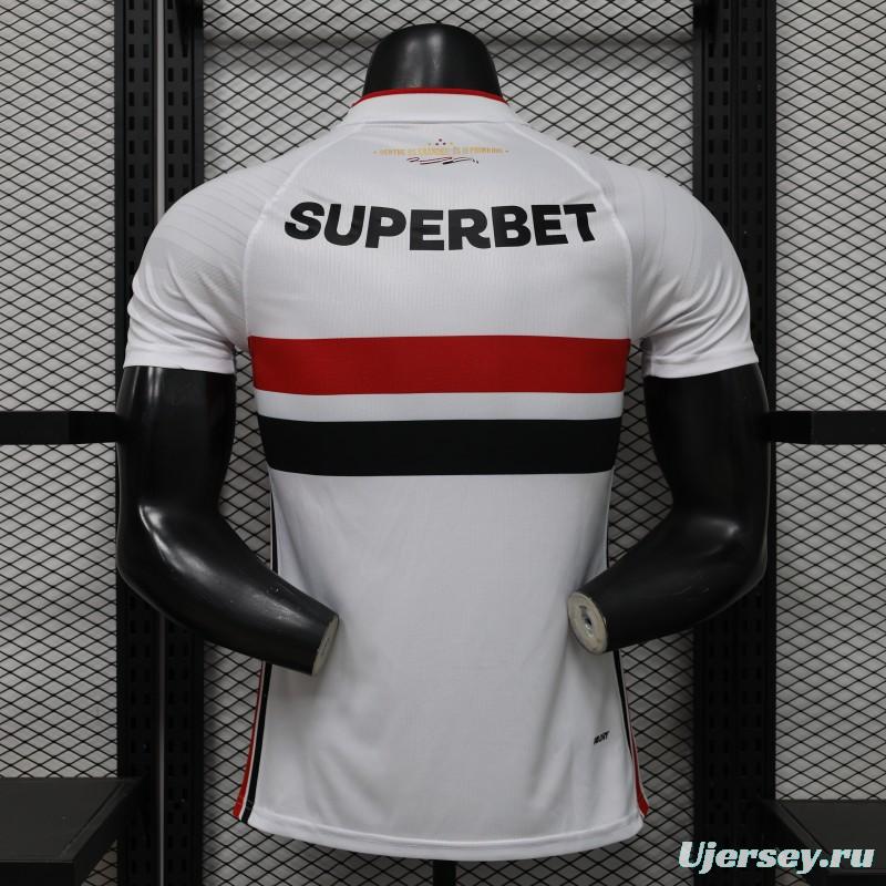 Player Version 26/27  São Paulo FC White with Red and Black Horizontal Stripes Jersey