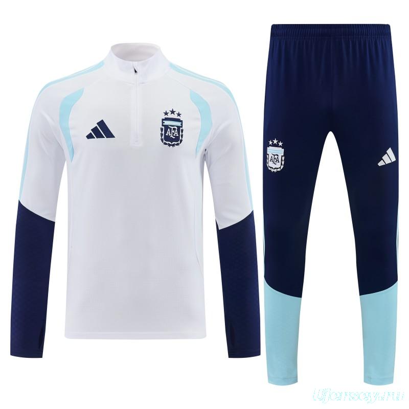 26/27 Argentina White Half Zipper Jacket  Tracksuit + Long Pants