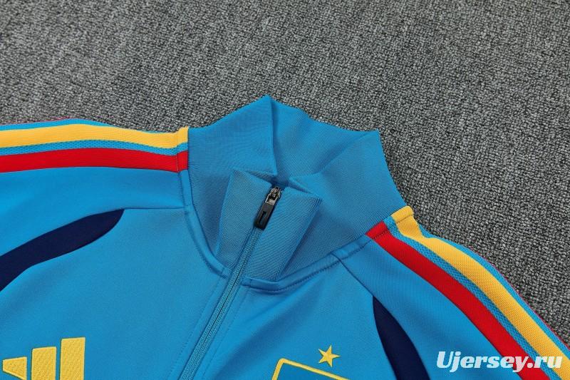 26/27 Spain Light Blue Full Zipper Jacket Tracksuit + Long Pants