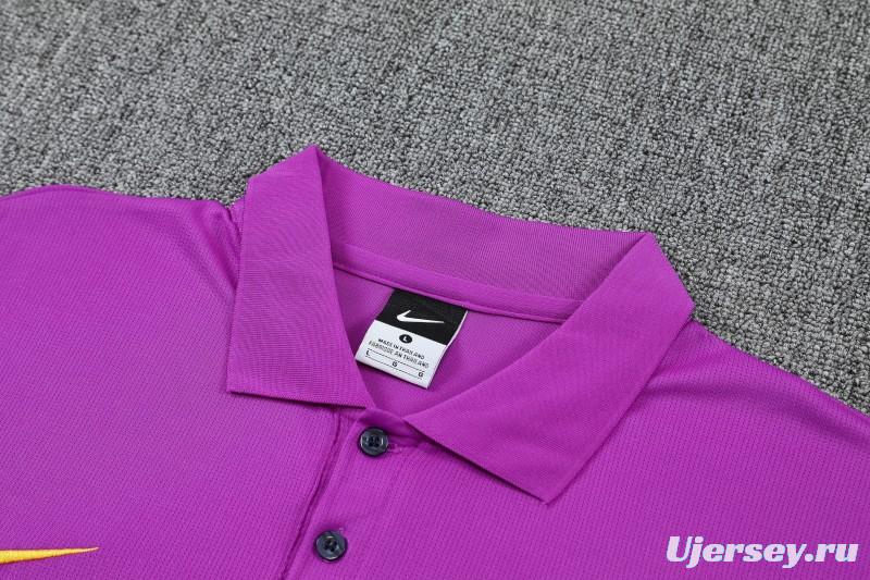 26/27 Barcelona  Purple  Polo Training Shirt + Navy Blue Long Pants Tracksuit