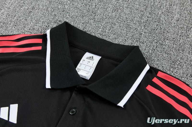 26/27 River Plate Black Polo Training Shirt + Long Pants Tracksuit